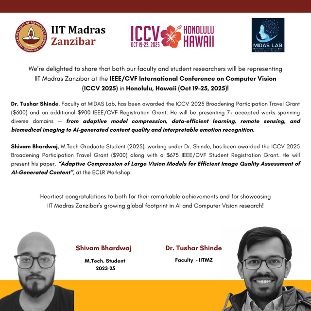 Award poster for Shivam Bhardwaj (M.Tech Student)